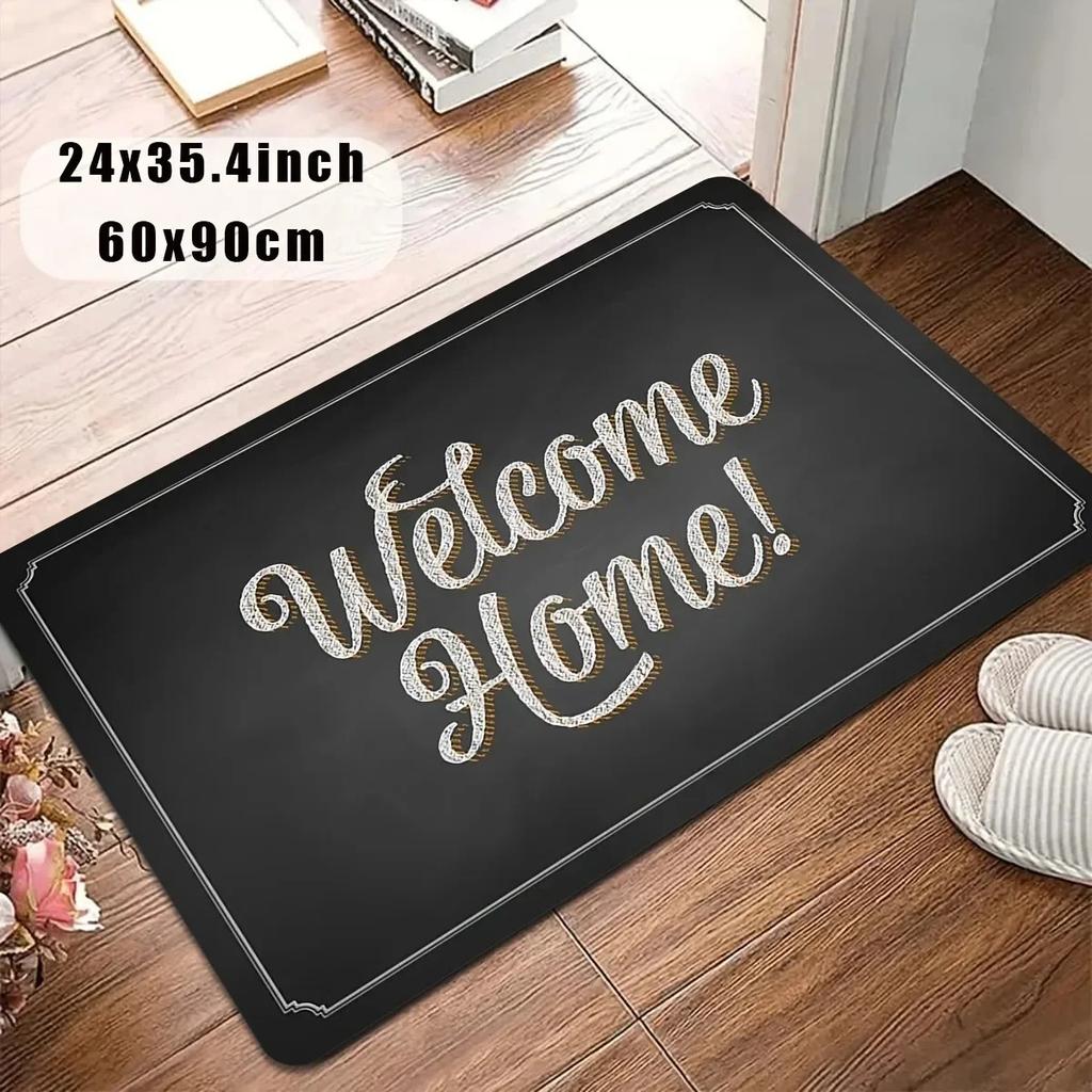 1PC Colorful Wooden Welcome Pattern Door Mats Kitchen Rug Non-Slip Pop Bathroom Rugs Bath Mat Carpet for Home Sink Laundry Decor