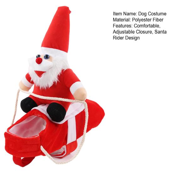 Dog Christmas Party Dress Santa Rider Costume, Outfit, Adjustable Closure, Funny Festival Pet Gift Apparel for Small to Medium Dogs, Holiday Cosplay,