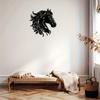 Black Iron Horse Wall Sculpture, Floral Mane Tail, Modern Minimalist Outdoor Art, Living Room Bedroom Patio Decor, Equestrian Gift for Horse Lovers