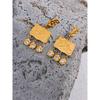 Yhpup 316l Stainless Steel Square Geometric Dangle Earrings Delicate Cubic Zirconia Temperament Fashion France Jewelry Women