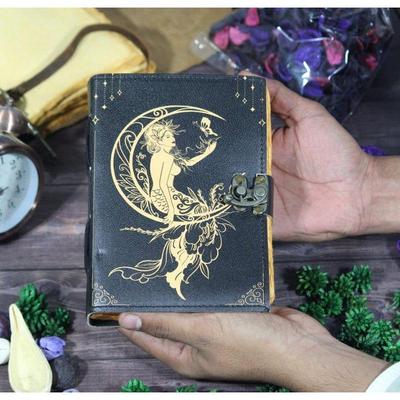 Vintage Leather Grimoire Journal: Handmade Deckle Edge Paper Spell Book