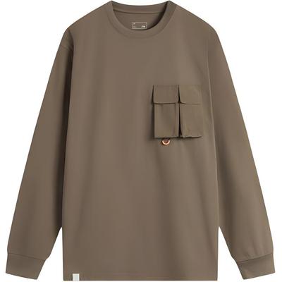 Li Ning Športová Lifestyle Séria Ležérne Voľné Dlhý Rukáv Tričko Unisex Vrchné Oblečenie Kakaovo-Hnedá AHSU513-6