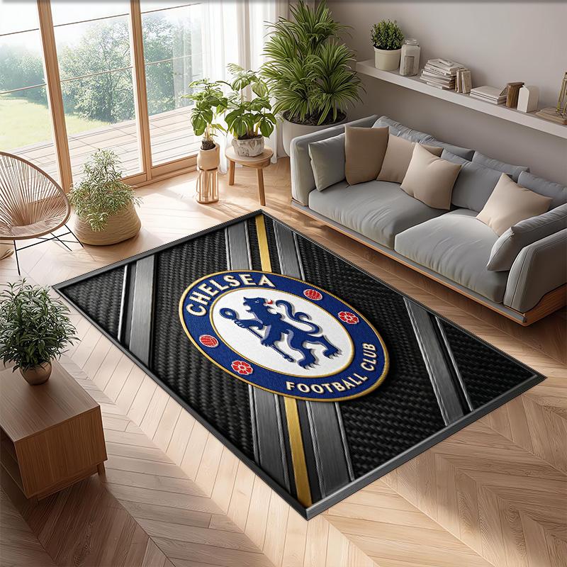 Chelsea FC Printed Flannel Area Rug Non Slip Soft Polyester Floor Carpet Indoor Decor Mat for Bedroom Living Room Sofa Game Room Home Decoration