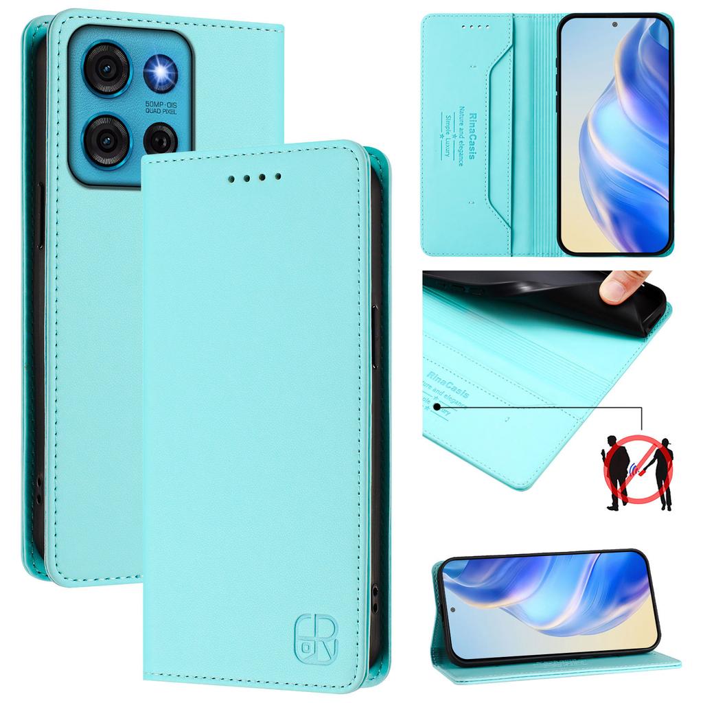 For Motorola Moto G75 5G Leather Case RINACASIS RC01 Phone Cover with RFID Blocking Wallet Stand