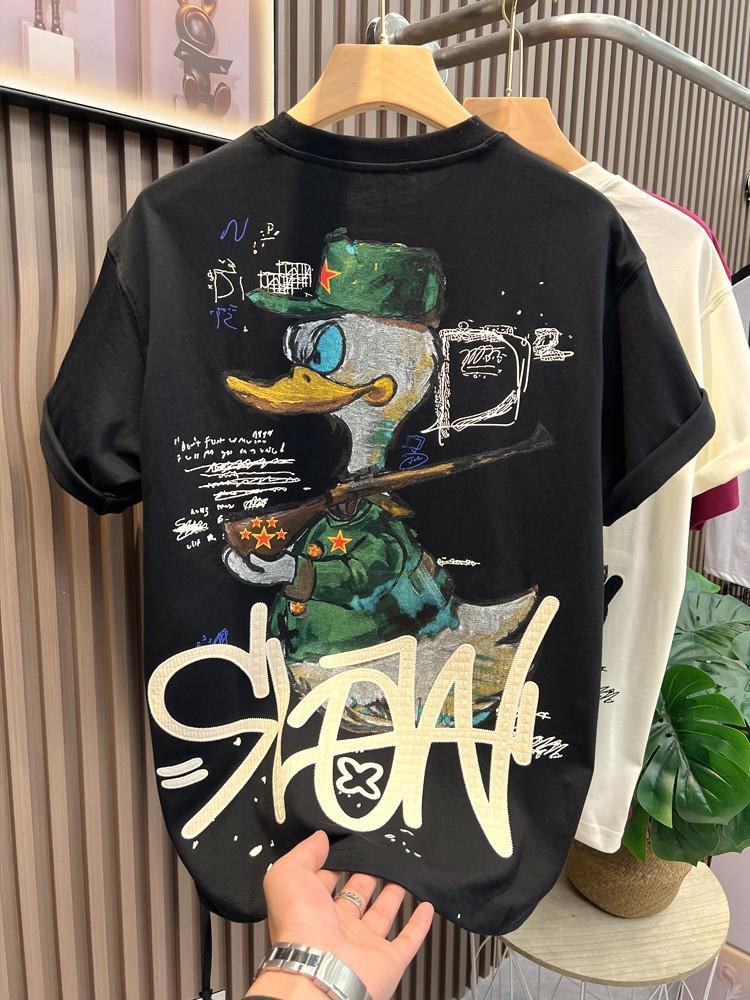 Men's Trendy Cartoon Print Short-Sleeve T-Shirt - Summer Fashion Casual Round Neck