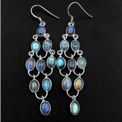 Labradorit Silberohrring, Natürlicher Edelstein, Silberohrring, Hängeohrring, 925 Sterlingsilber Handgefertigter Schmuck, Geschenk für sie