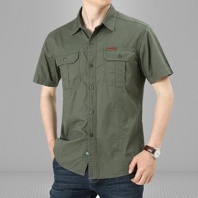 Summer Washed Work Casual Short-sleeved Shirt Thin Loose Men's Half-sleeved Shirt Tide Male Comfortable and Durable Men's Tops Fashionable Trend