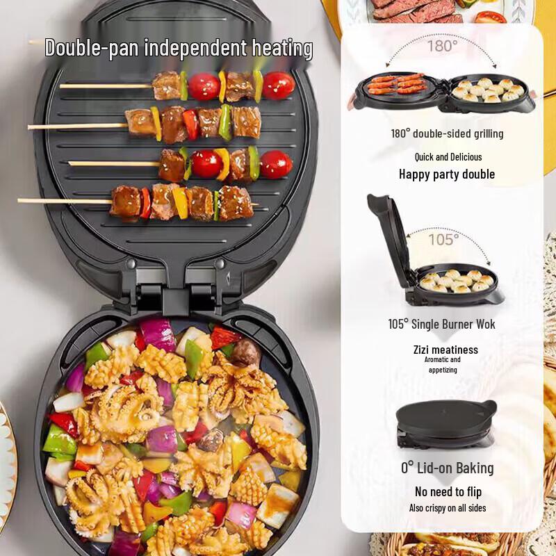 Midea 1550W Electric Griddle & Sandwich Maker with Antibacterial Plates CN plug (adapter included)