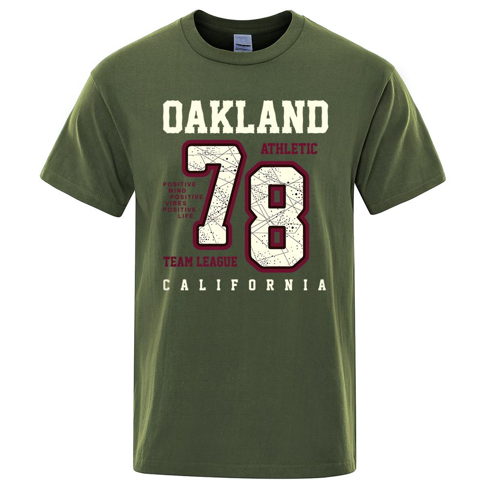 Oakland Athletic 78 Team League California Men Tee T Shirt Cotton Summer T-Shirt Casual Breathable Clothes Oversize Short Sleeve