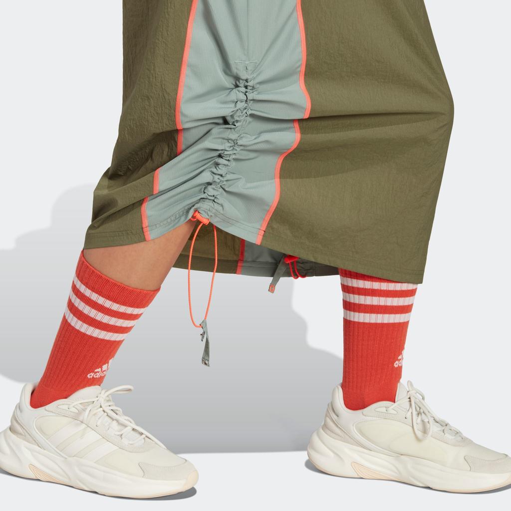 Adidas Lift Your Mind Color Block Sports Long Skirt Women Skirts Olive-Green IP3725