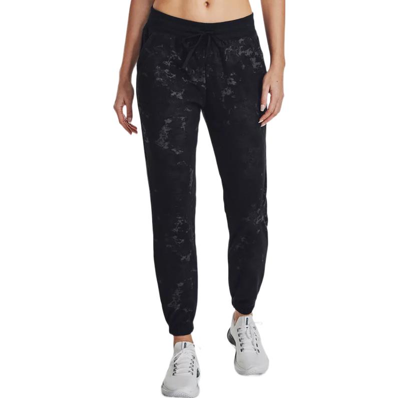 Under Armour Journey Washed Jacquard Textured Cotton Joggers Women Bottoms Black 1376916-001