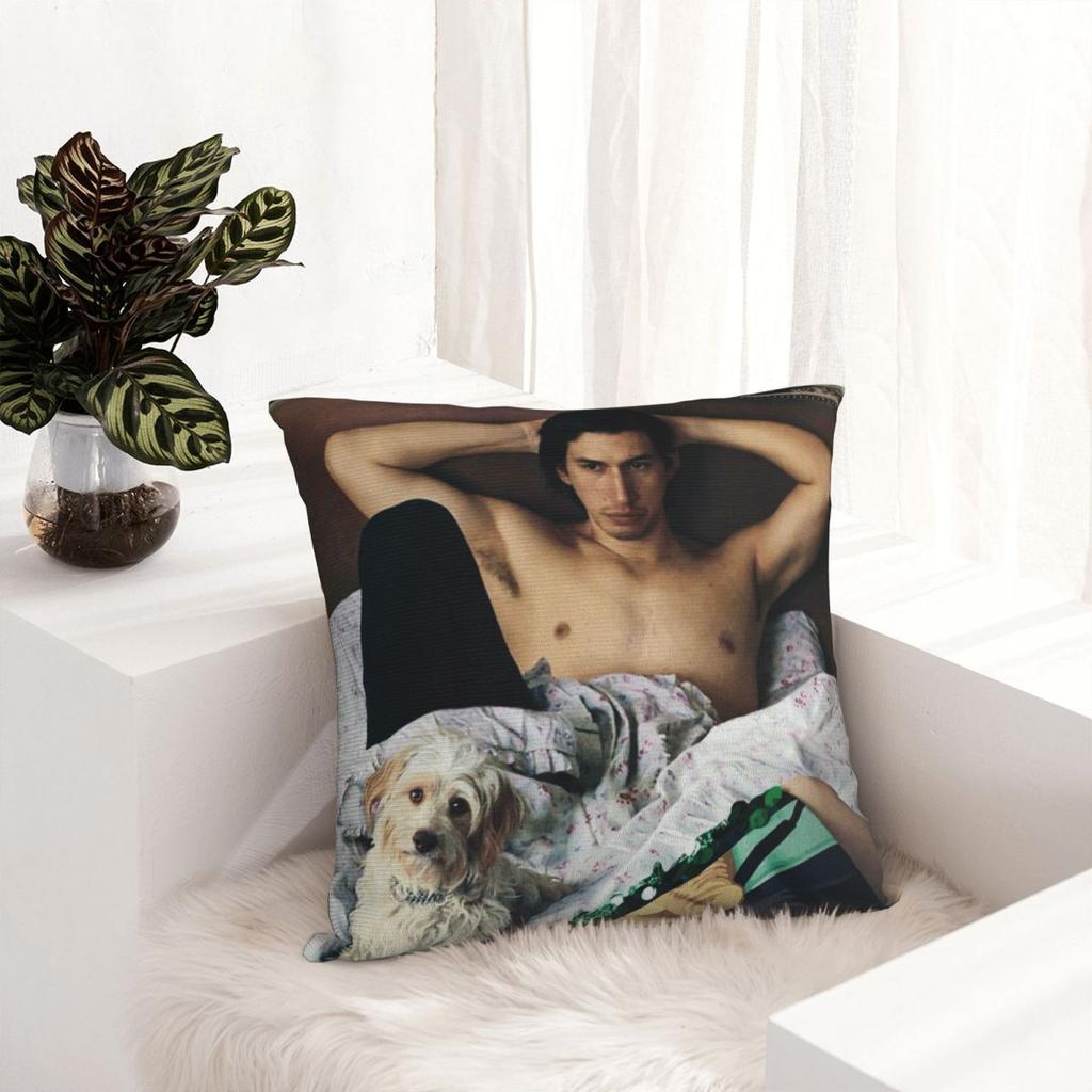 Adam Driver With Dog Photosession Square Pillowcase Cushion Cover Pillow Case Throw Pillow Cover For Home Sofa Living Room