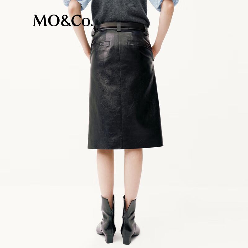 MO&Co. H-Line PU Mid-Length Skirt