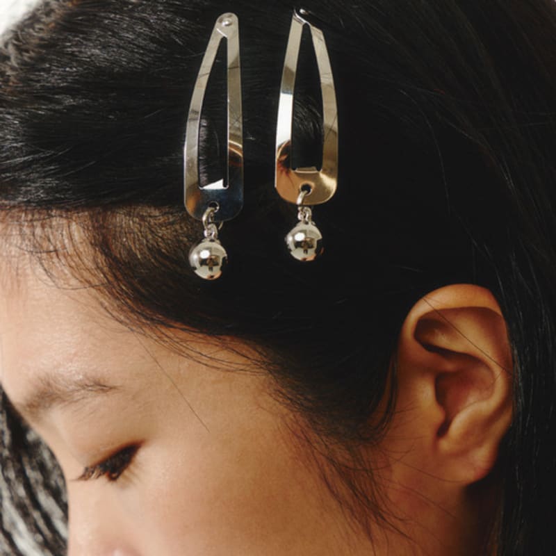 

usite SUPER BALL FREEDOM HAIR PIN (2pcs 1set) SILVER FREE