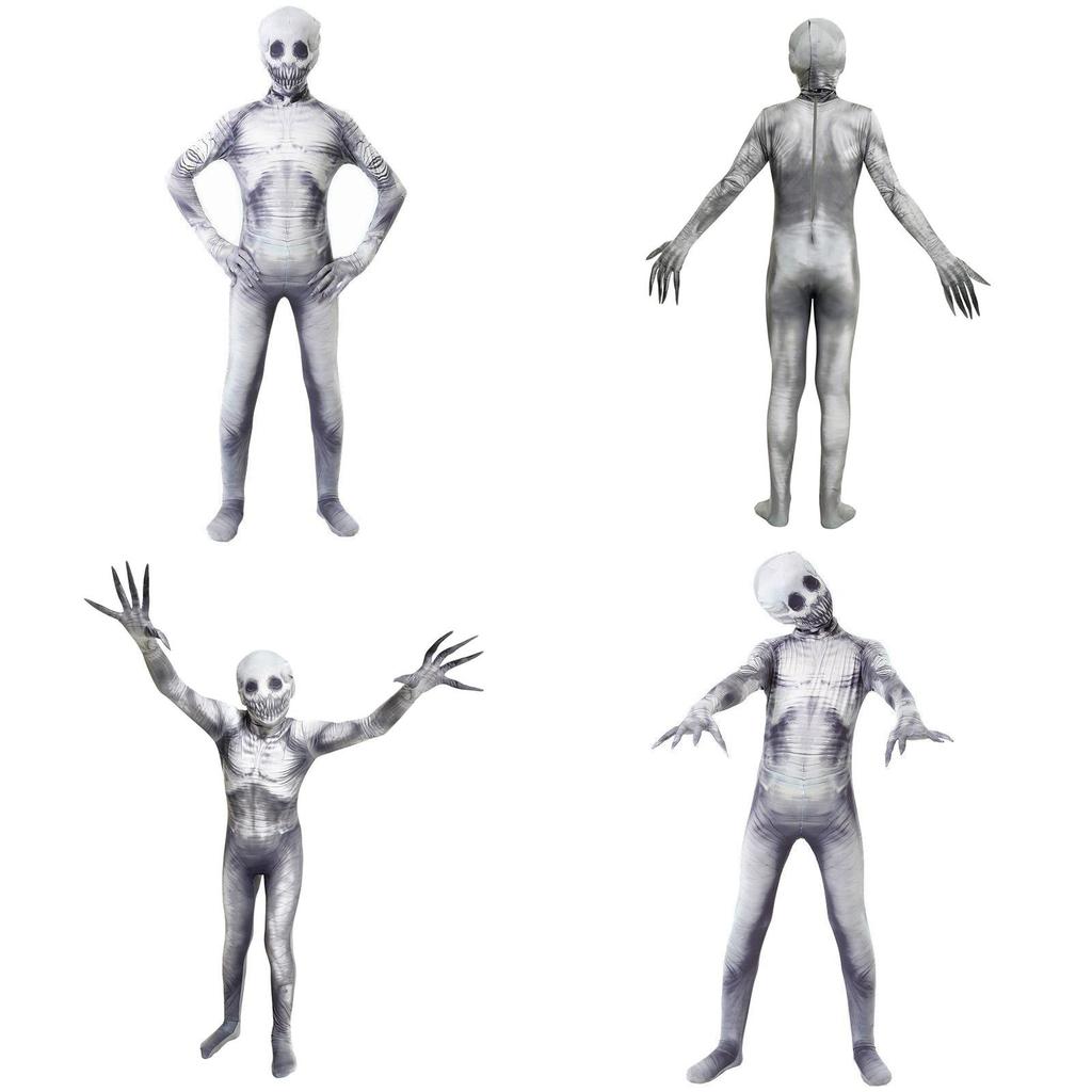 Creepypasta siaubo rekvizitas Rake morphsuit kostiumas vaikams ir suaugusiems