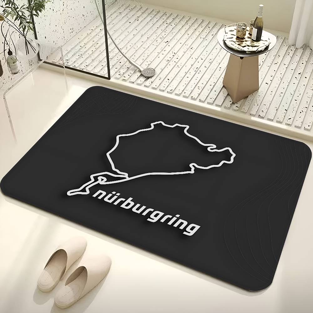 N-Nurburgrings Logo Hallway Carpet INS Style Soft Bedroom Floor House Laundry Room Mat Anti-skid Bedside Area Rugs