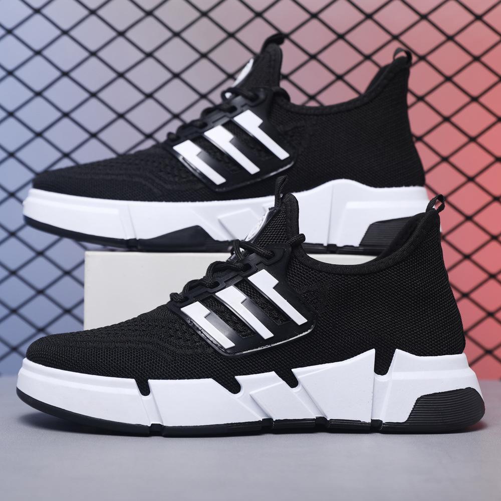 2025 Men's Shoes Spring and Autumn Flat-bottomed Korean Version of Flying Woven Breathable Men's Shoes Trendy Versatile Sports and Leisure Shoes Men