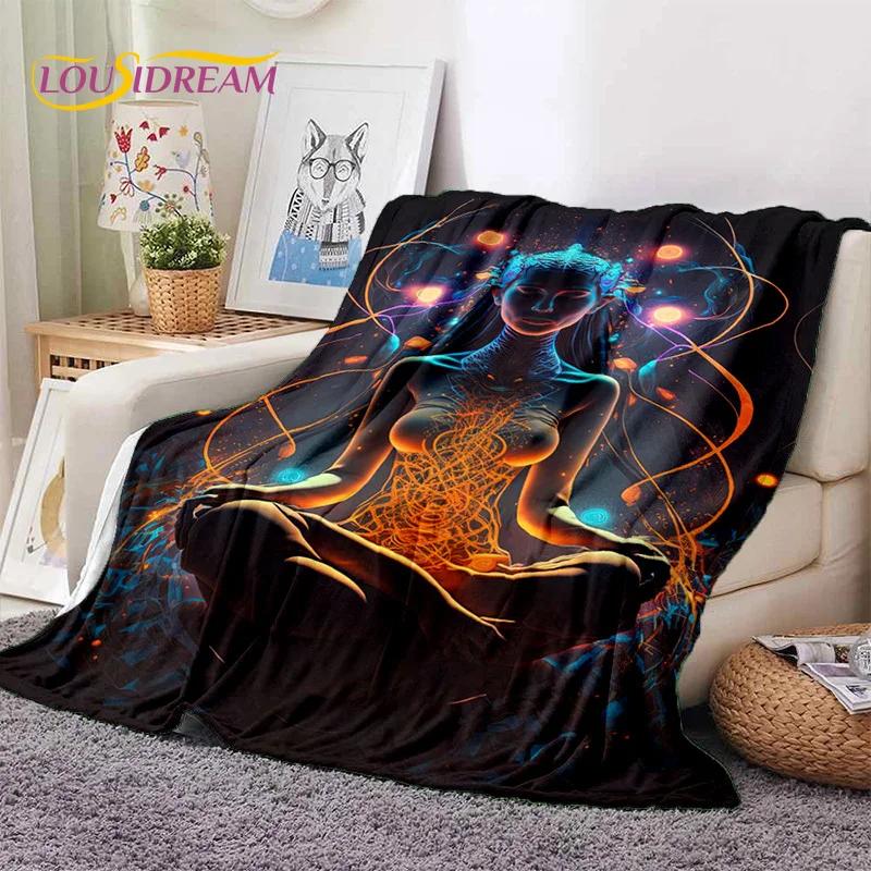3D Yoga Meditation Rainbow 7 Chakra HD Soft Flannel Blankets,Throw Blanket Comfortable Blanket for Picnic Beds Home Bedroom Gift