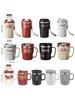 WORTHBUY 304 Stainless Steel Coffee Cup Mug With Lid Double-Wall Insulated Water Cup With Handle & Lid Heat-resistant Drinkware