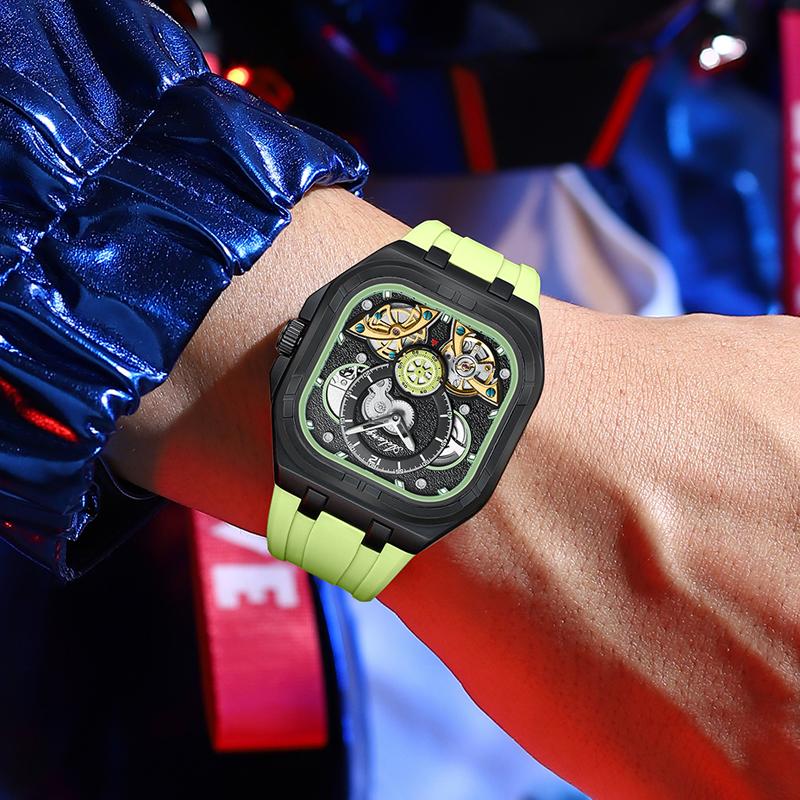 AILANG Men's Top Brand Square Tourbillon Wristwatch Waterproof Original Automatic Mechanical Watch for Man Luminous Luxury