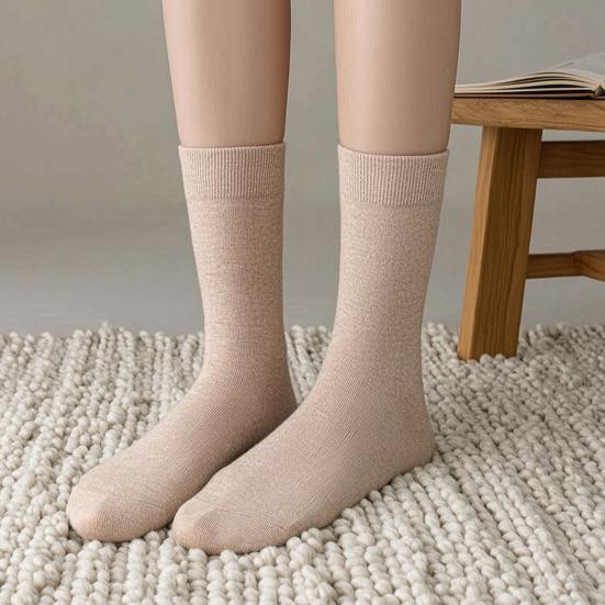 Winter Warm Dress Socks Men Crew Socks, Solid Color Casual Soft Non Binding Breathable Sweat Wicking Mid-calf for Autumn And Daily Wear Business