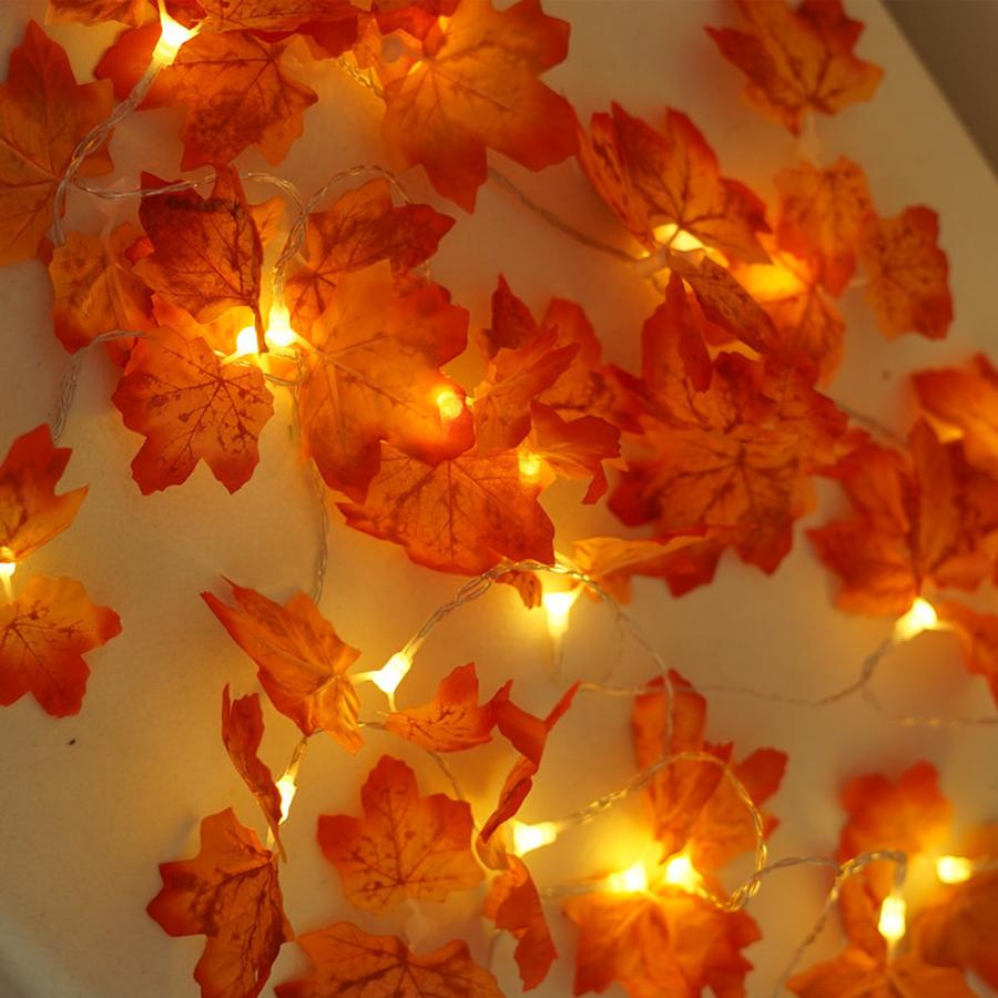 LED Light String Simulation Maple Leaf Thanksgiving Vine Atmosphere Decoration Arrangement Colorful Light String