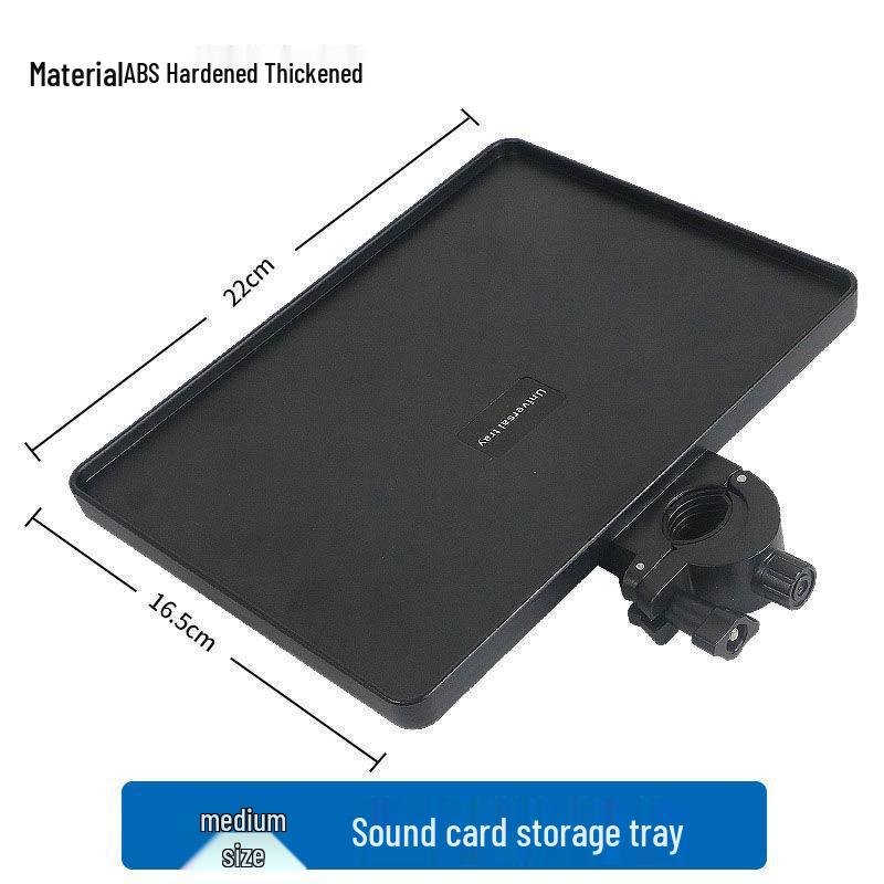 Universal Floor Stand with Sound Card Shelf & Mic Holder for Mobile Live Streaming