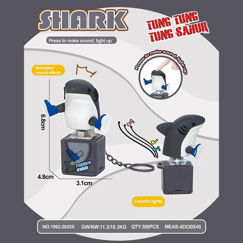 Funny Tung Tung Sahur Man Keychains with LED Light Cartoon Button Keyring Decompression Backpack Hanging Pendant Creative Gifts