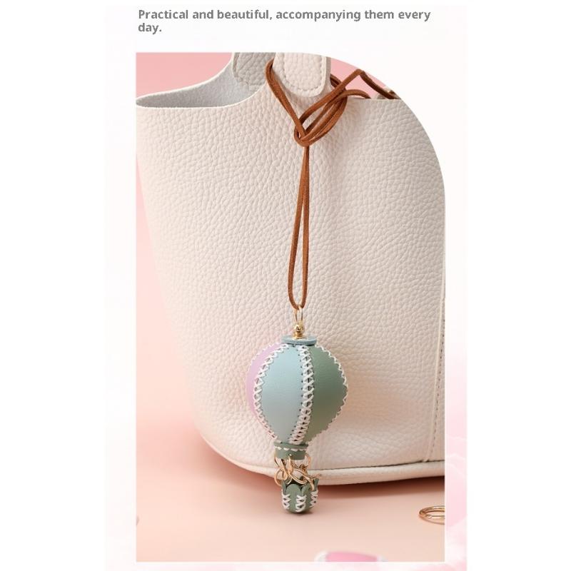 Phone Straps  Air Balloon Diy Keychain Leather Versatile Car Key Ring Handmade Ins Keychain Lanyard Bag Charms