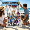 Custom Name Personalized Real Madrid Football Print Beach Towel, for Trip Camping Beach Party Home Decor, Birthday Gift for Family & Friends