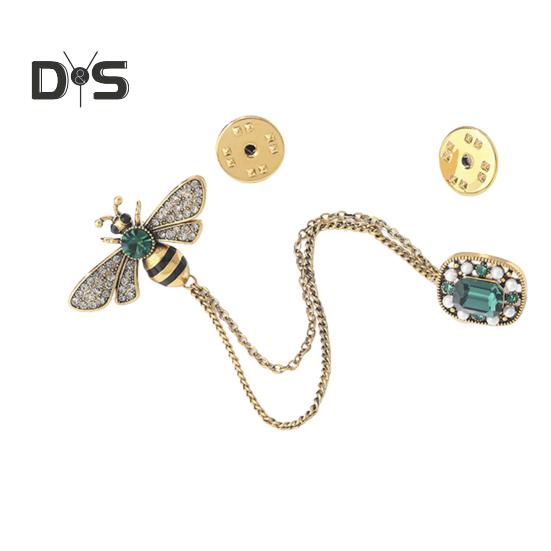 

Брошь на грудь в виде пчелы и цепочки, декоративная цепочка из искусственного жемчуга, стразы, украшения для выпускного вечера, ретро-булавка для лацкана, украшение на сумку Honeybee