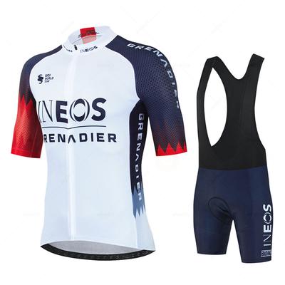 Ineos 2025 Herren Kurzarm Radtrikot Set Sommer Bicicleta Kleidung MTB Trikot Radsportbekleidung Blau Fahrrad Anzug