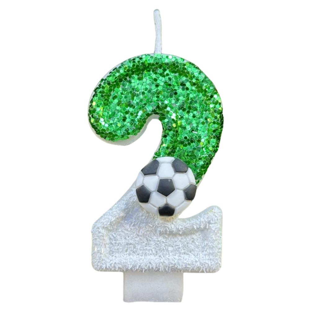 Football Children's Birthday Candles 0-9 Number Green Sparkles Birthday Soccer Ball Candle For Boy Party Soccer Fans Party Decor