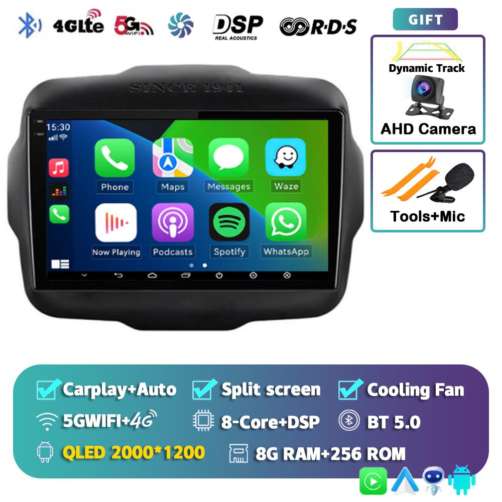 Android 14 Carplay Auto Car Radio For Jeep Renegade 2016-2020 GPS Navigation Multimedia Video Player Autoradio Stereo WIFI+4G BT