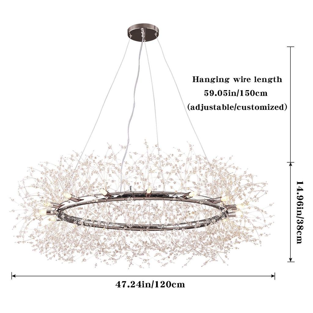 Dandelion Fireworks Crystal Chandelier for Living Room, Bedroom, Dining Room, Bathroom, Kitchen