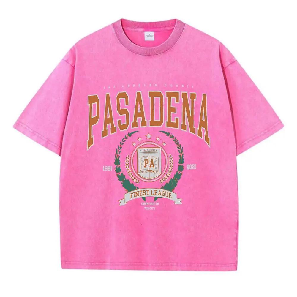 Summer Washed Cotton T-shirt with Fashionable Design and Printed Top Loose and Worn Round Neck Streetwear