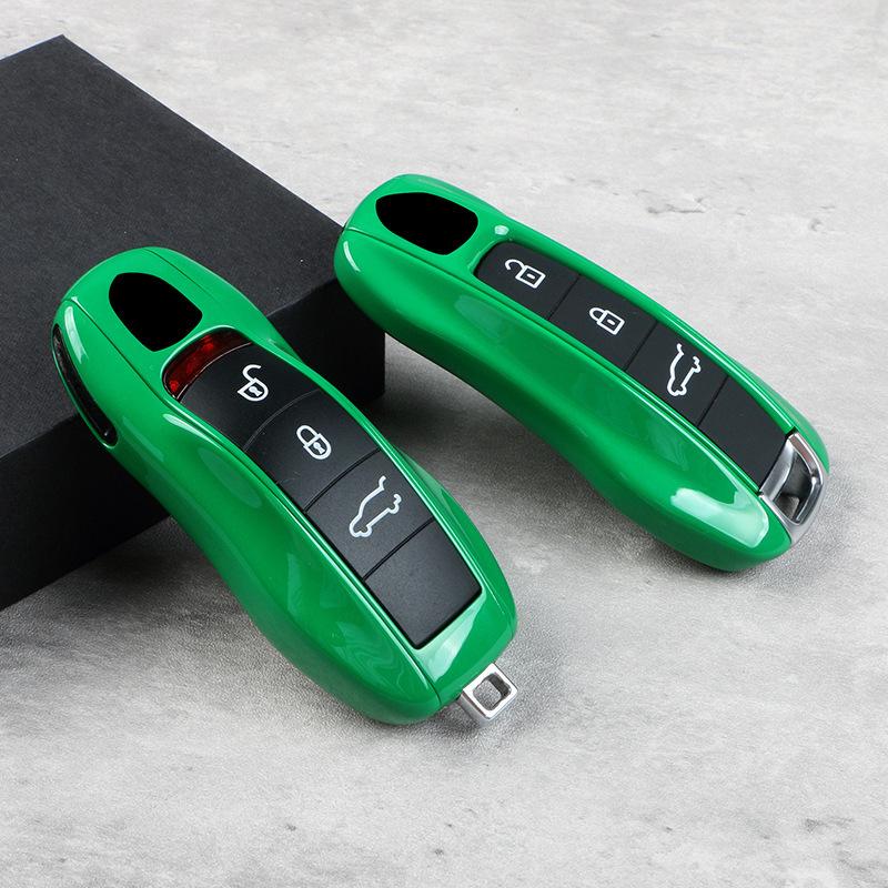 Car Remote Key Fob Shell Cover Python Green For Porsche Porsche Panamera Cayenne Taycan 711 918 Macan Boxster Cayman Key Case