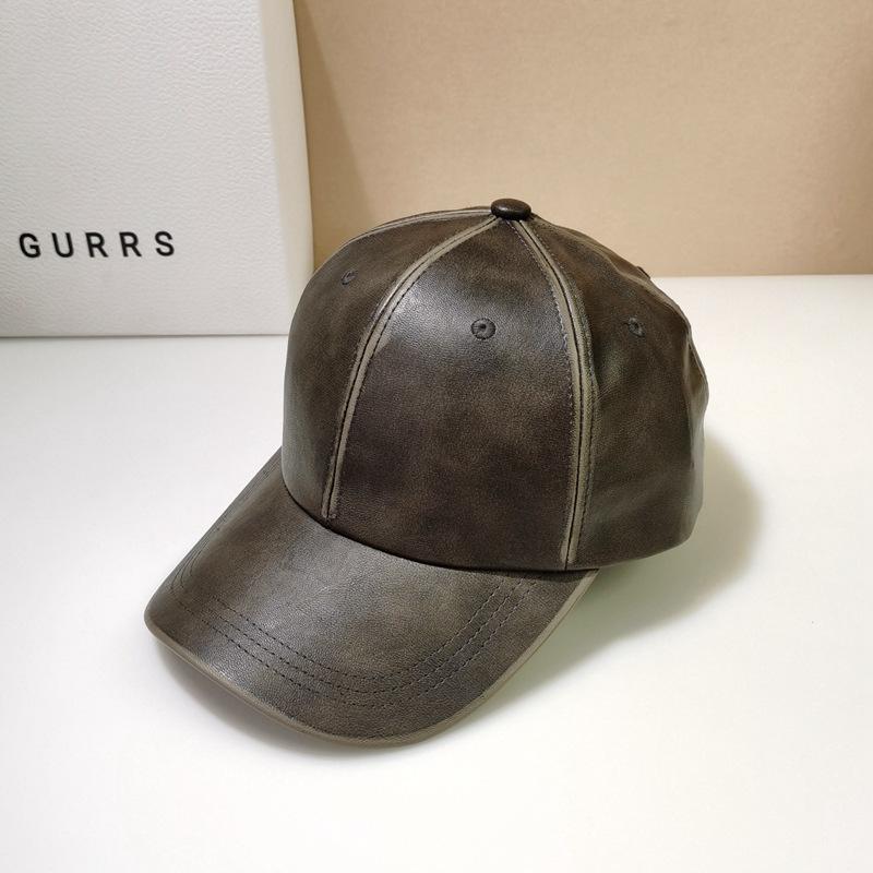 2025 Cuir Lavable Vente Chaude Nouvelle Casquette de Baseball Printemps Été Femmes Automne Tout Simple Tendance Casquette Rétro Chapeau Pare-soleil