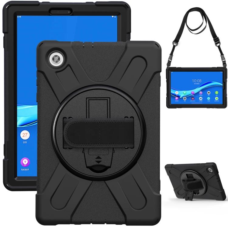 For Lenovo Tab M10 HD 2nd Gen TB-X306X Shockproof Colorful Silicone + PC Protective Case with Holder & Hand Grip Strap & Shoulder Strap