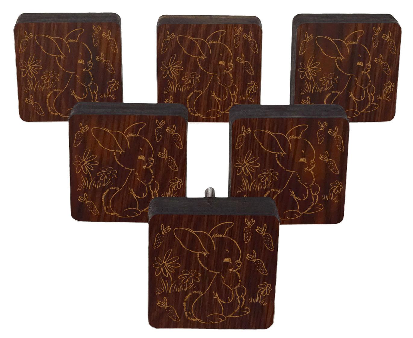 

IBA Indianbeautifulart Brown Engraved Knobs 10 Pc Furniture Wooden Scallop Knobs Rustic Drawer 2 x 2 Inches-Square коричневий