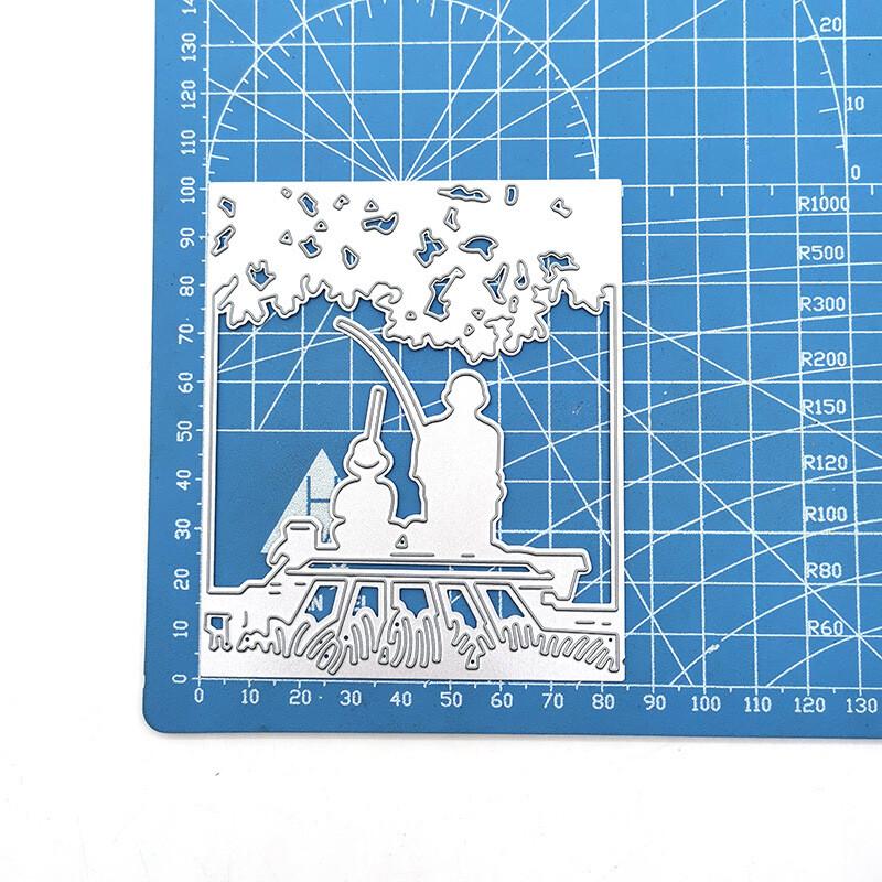 Fishing Man Family Frame Cutting Dies Metal Stencil DIY Scrapbooking Album Paper Card Embossing Craft Decor Art Die Cut People