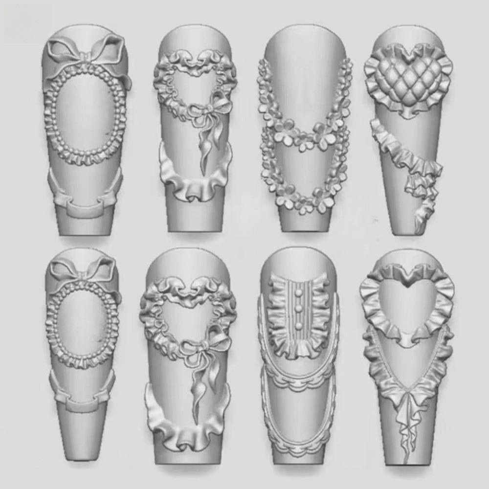 Stereoscopic Design Silicone Nail Mold Nonstick Surface 3D Nail Decoration Mold  Home Manicure