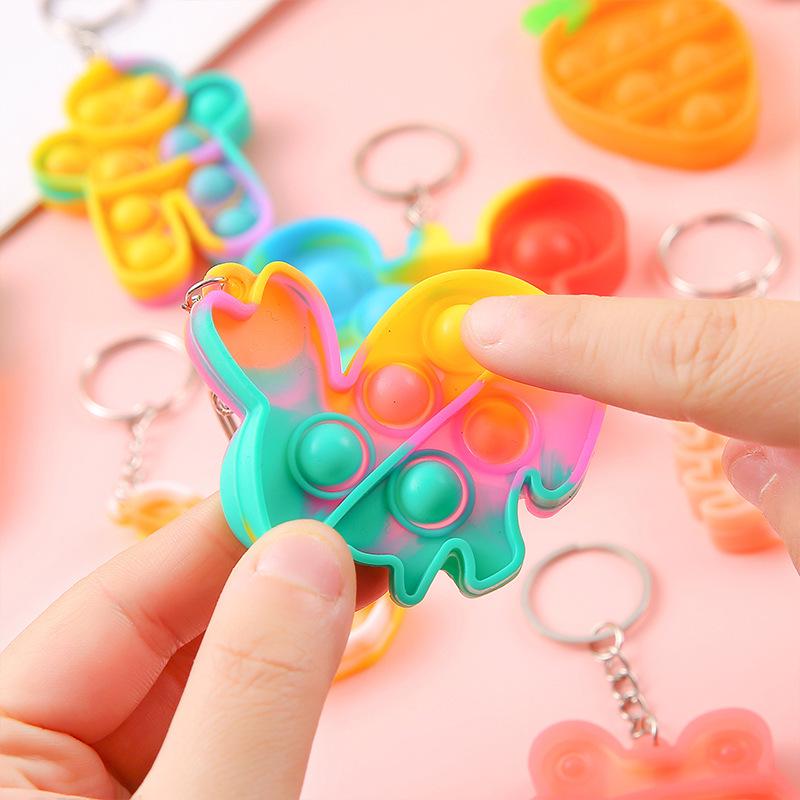 Creative Children's Rainbow Bubble Keychain - Fun Finger Decompression Toy & Backpack Pendant Gift