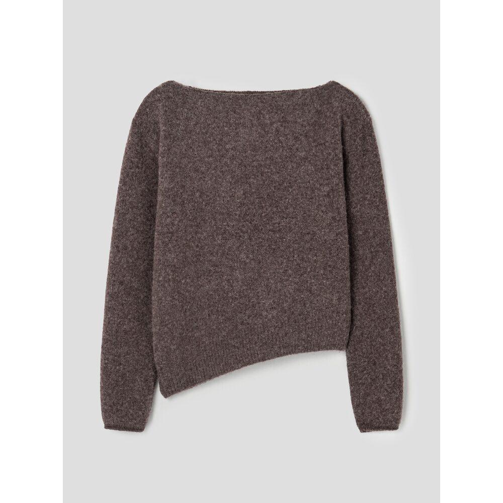 Anggae Llama Blend Asymmetric Pullover Brown