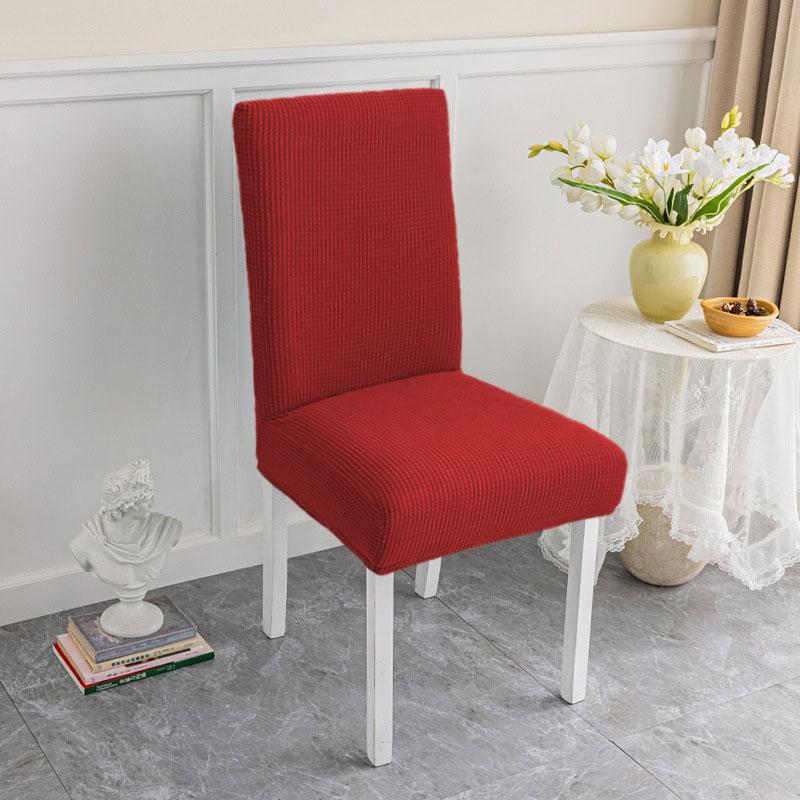 1Pc With Chair Back Elastic All-season Thicken Chair Cover Soft Dining Chair Dustproof Solid Color