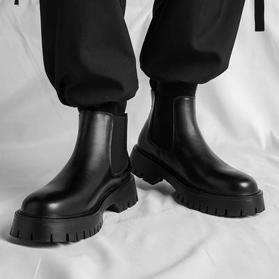 Thick Soled Men's Boots Minimalist British Design Style Daily Office Outdoor Leisure Party Business Walking Men's Black Boots