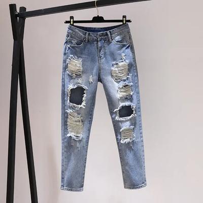 Sommarbyxor för kvinnor, Allround Bf-stil, Trasiga Hål, Harlan Jeans, Beggarbyxor för kvinnor, Lösa Niopunktsbyxor