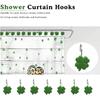 12 PCS Shamrock Shower Curtain Hooks Shower Decor, Rustproof Bathroom Decorative Shower Hooks, Green Shower Curtain Hooks Botanical Shower Curtain