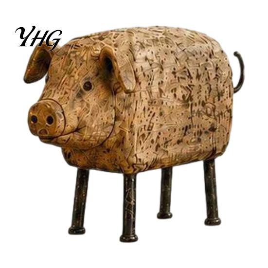 Retro Style Window Sill Ornaments Country Pig/Rooster Figurine, Resin Rustic Farmhouse Animal Statue, Pastoral Piglet or Chicken Statues Desktop