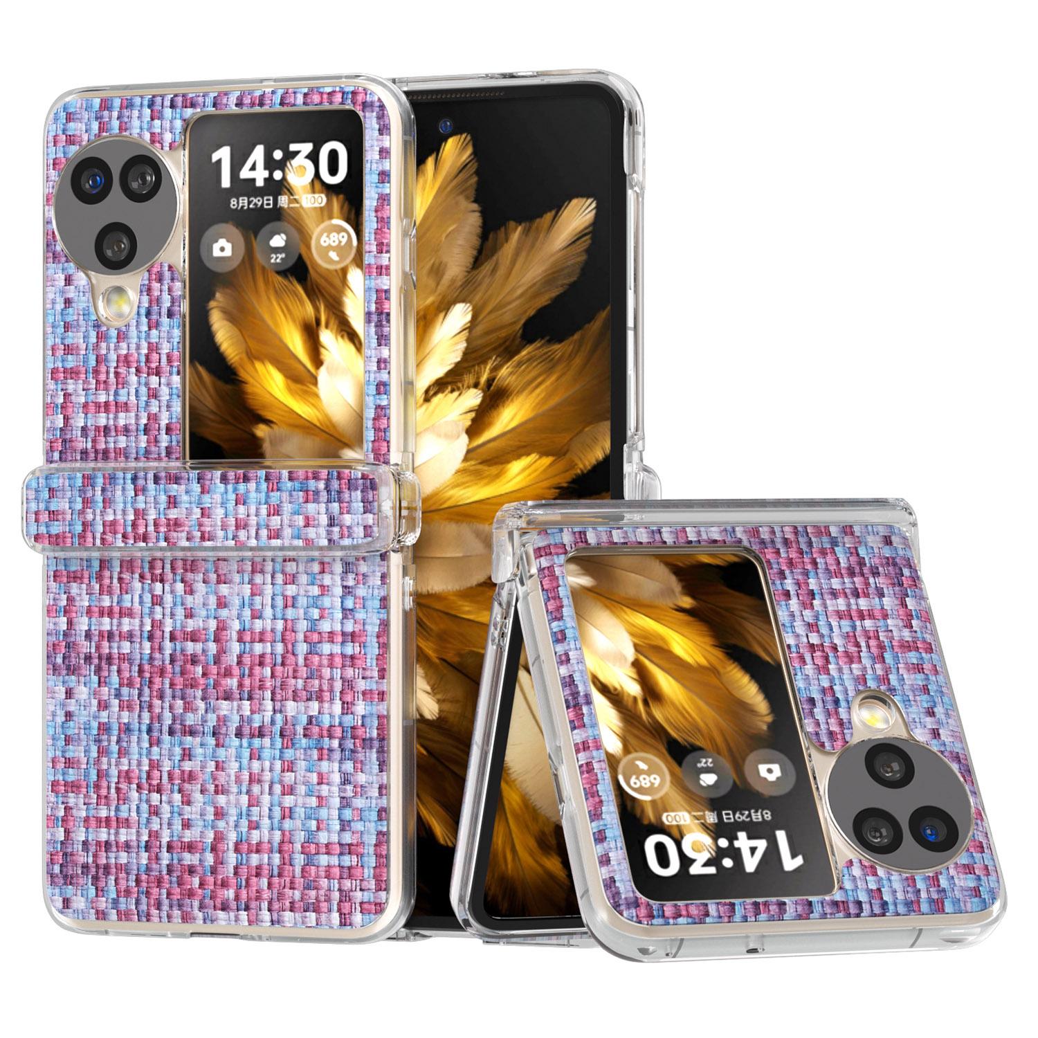 

Чехол для Oppo Find N3 Flip 5G, цветной, с текстурой в клетку, из ПУ-кожи + ПК, задняя крышка телефона B